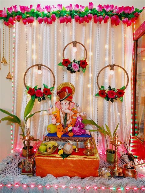 ganesh puja decoration ideas|ganesha backdrop decoration.